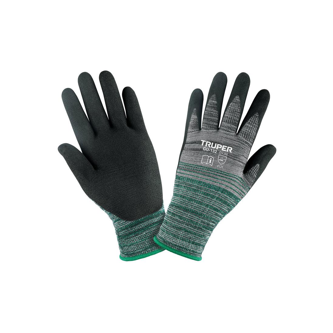 GU-132 Guantes de nylon recubiertos de nitrilo arenoso, M, TRUPER