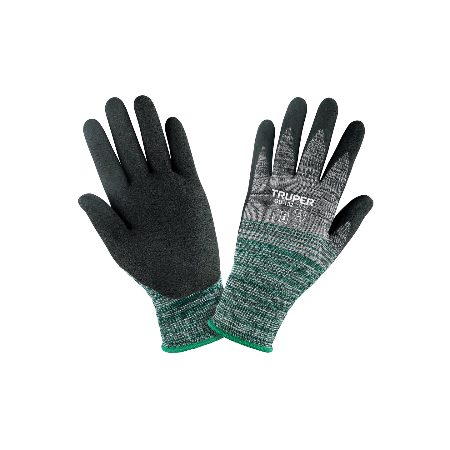 GU-132 Guantes de nylon recubiertos de nitrilo arenoso, M, TRUPER