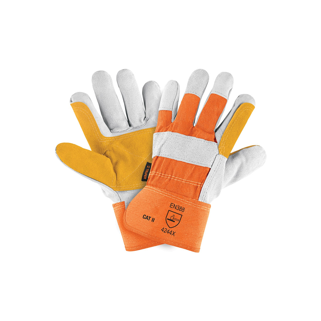 GU-215 Guantes de carnaza y loneta, con refuerzo, unitalla, TRUPER