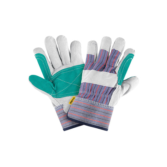 GU-215P Guantes de carnaza y loneta con refuerzo, unitalla, PRETUL