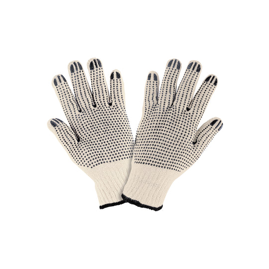 GU-425 Guantes de algodón con puntos de PVC en palma y dorso,PRETUL