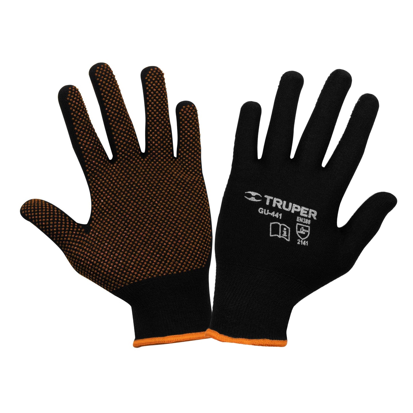 GU-441 Guantes de poliéster con puntos de PVC en palma, CH, TRUPER