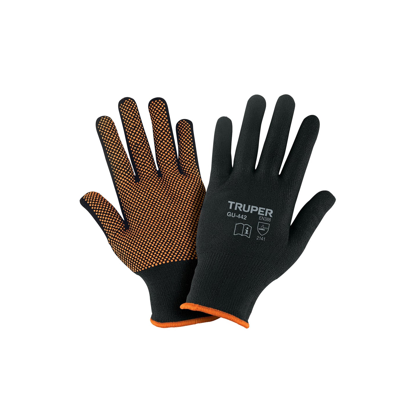 GU-442 Guantes de poliéster con puntos de PVC en palma, M, TRUPER