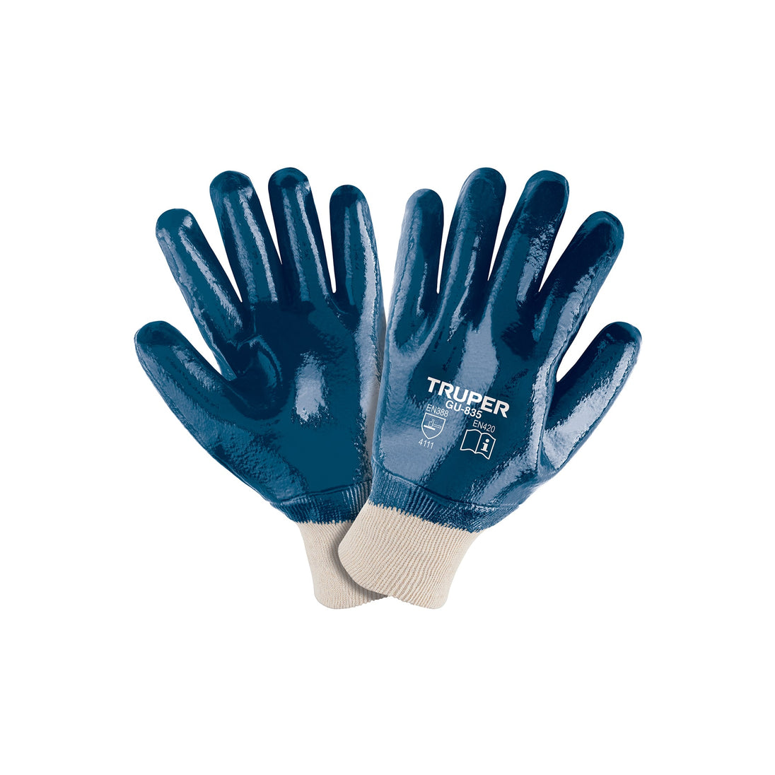 GU-835 Guantes de algodón recubiertos de nitrilo puño tejido,TRUPER
