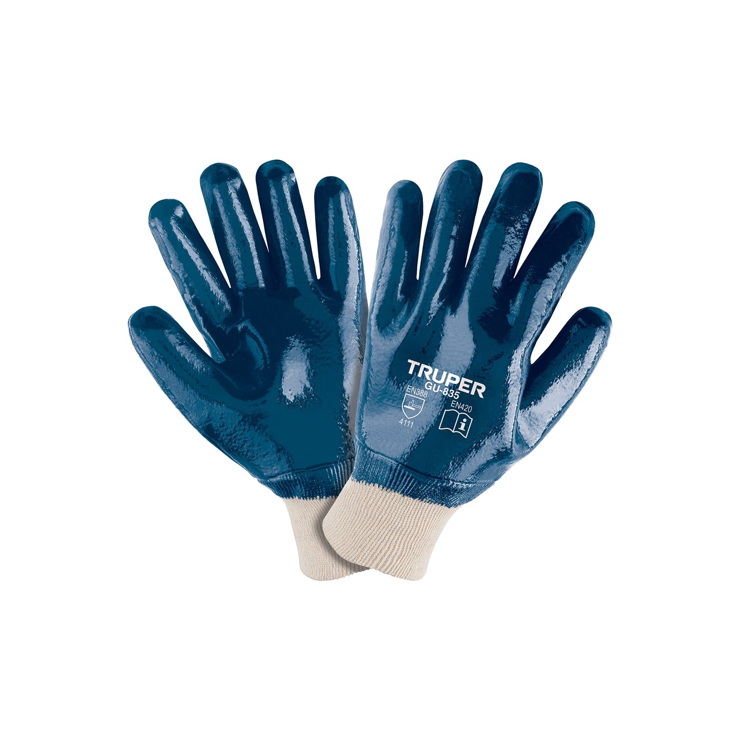 GU-835 Guantes de algodón recubiertos de nitrilo puño tejido,TRUPER