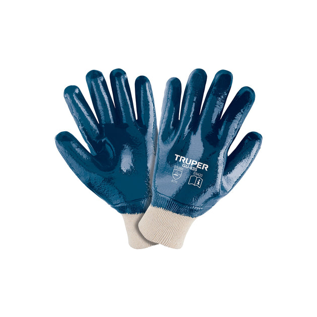 GU-835 Guantes de algodón recubiertos de nitrilo puño tejido,TRUPER
