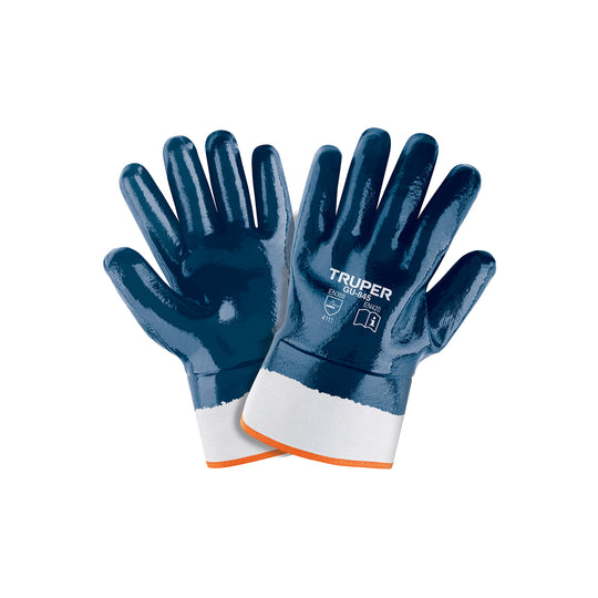 GU-845 Guantes de algodón recubiertos de nitrilo, puño de seguridad