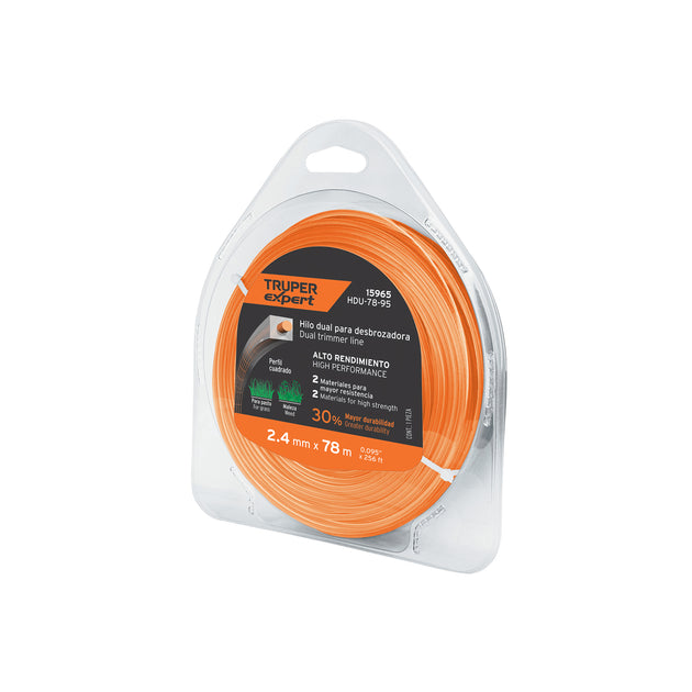 HDU-78-95 Hilo cuadrado dual p/desbrozadora, 2.4mm x78m,blíster EXPERT