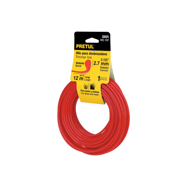 HIDE-105P Hilo redondo, para desbrozadora, 2.7mm x12m, tarjeta, PRETUL