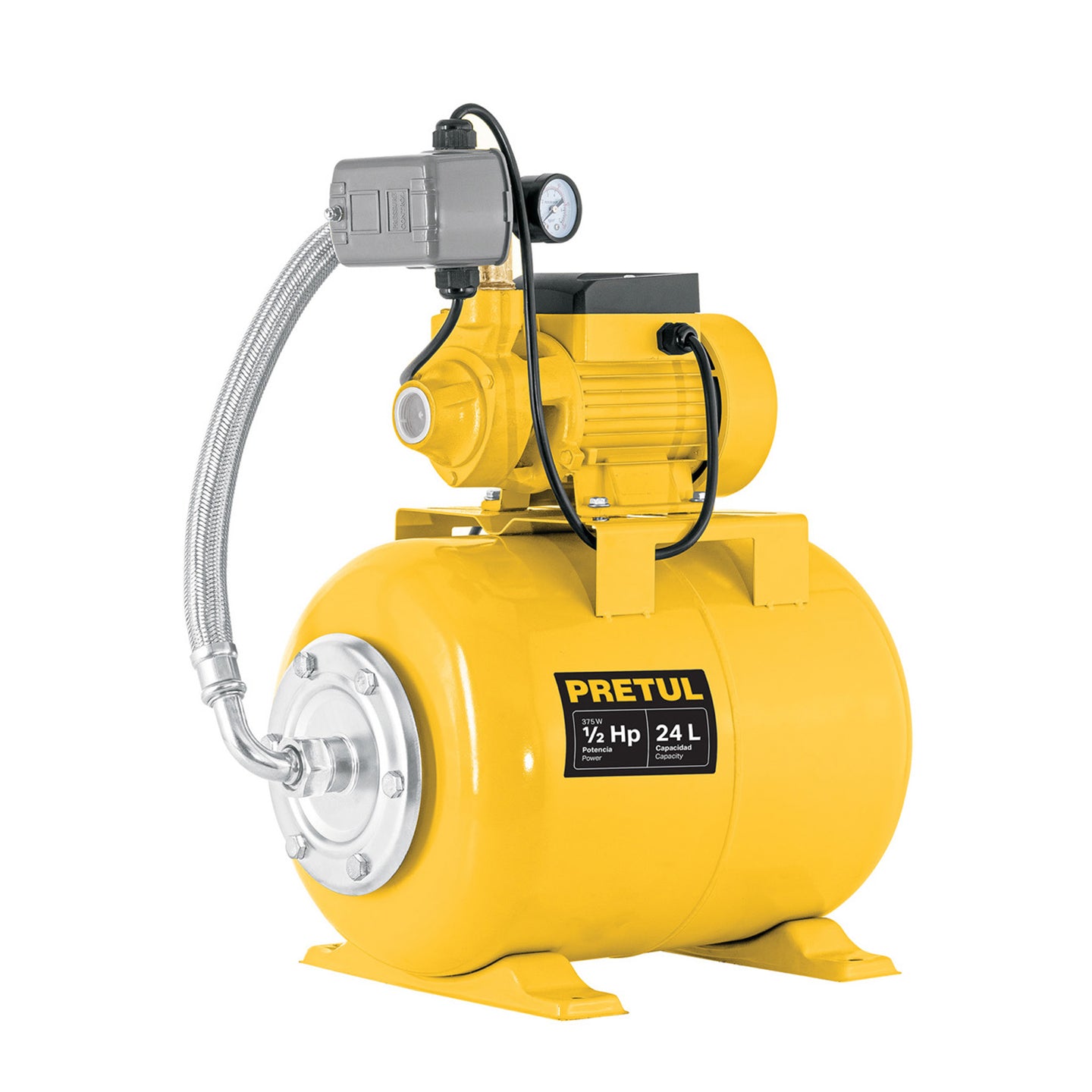 HIDR-1/2X24P Equipo hidroneumático 24L, bomba periférica 1/2 HP, PRETUL