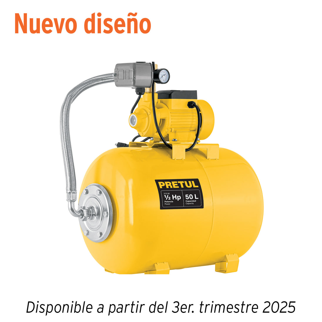HIDR-1/2X50P Equipo hidroneumático 50L, bomba periférica 1/2 HP, PRETUL