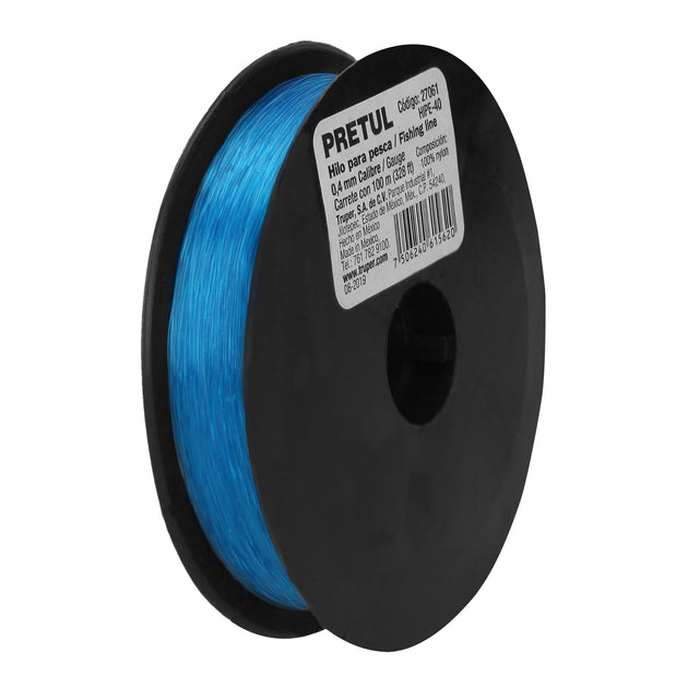 HIPE-40 Carrete con 100 m de hilo para pesca azul calibre 0.40 mm
