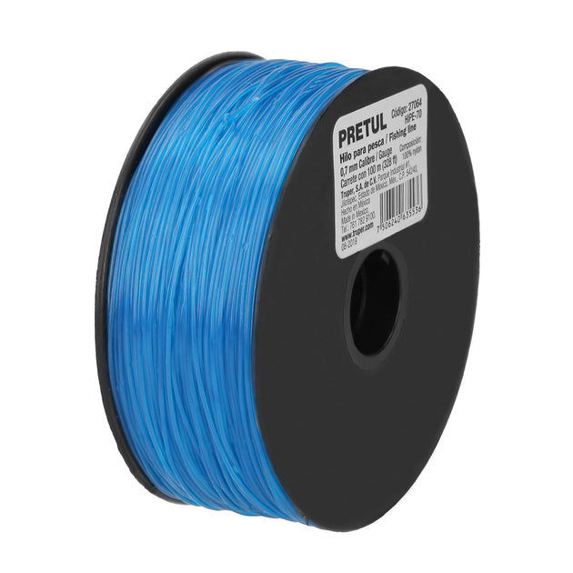 HIPE-70 Carrete con 100 m de hilo para pesca azul calibre 0.70 mm