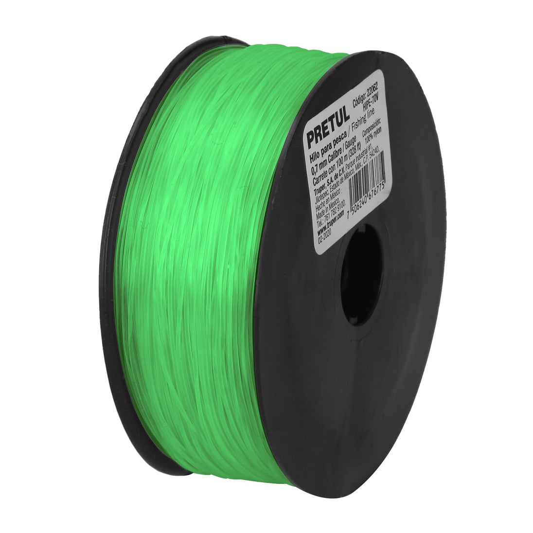 HIPE-70V Carrete con 100 m de hilo para pesca verde calibre 0.70 mm