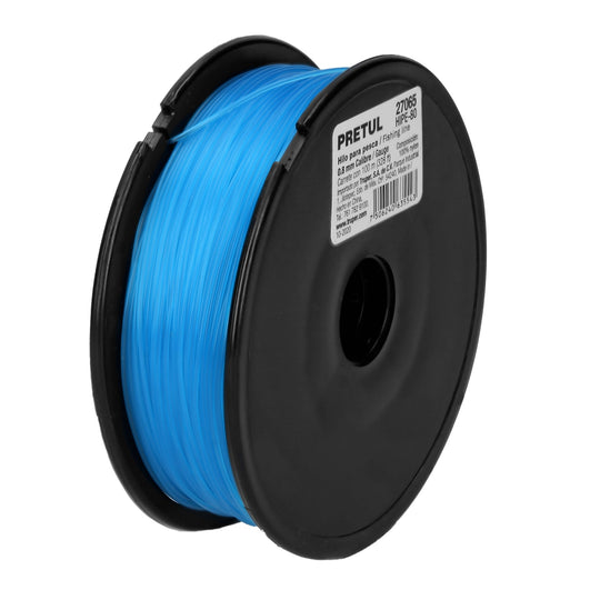 HIPE-80 Carrete con 100 m de hilo para pesca azul calibre 0.80 mm