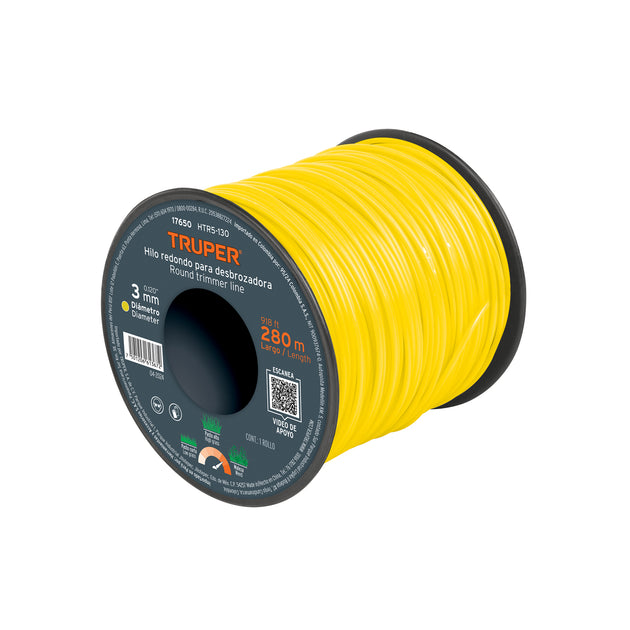 HTR5-130 Hilo redondo, para desbrozadora, 3mm x 280m, carrete, TRUPER