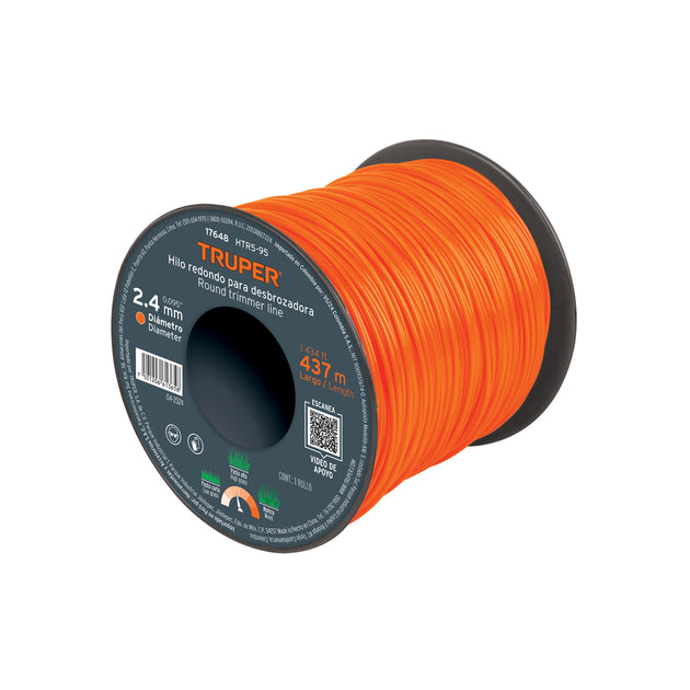 HTR5-95 Hilo redondo, para desbrozadora, 2.4mm x 437m,carrete,TRUPER