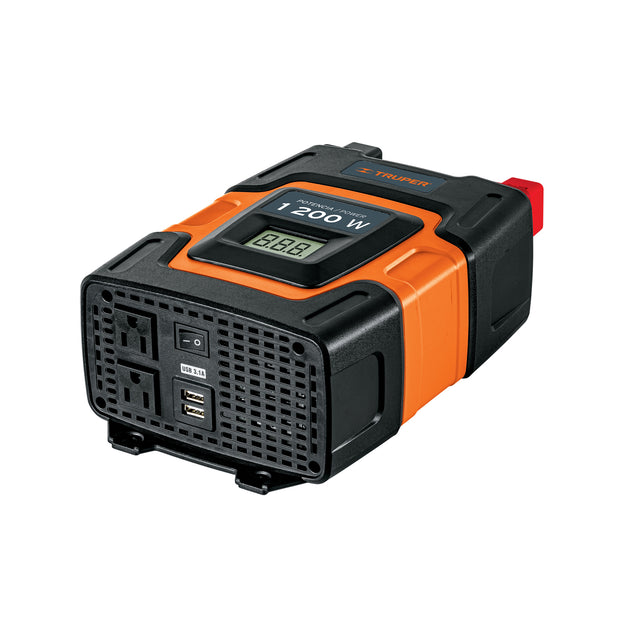 INCO-1000 Inversor de corriente de 1200 W con puertos USB, Truper