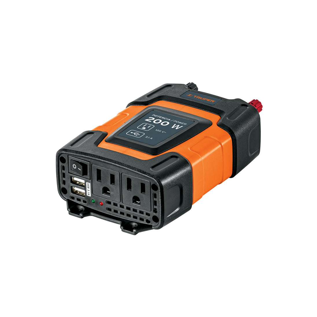 INCO-200 Inversor de corriente de 200 W con puertos USB, Truper