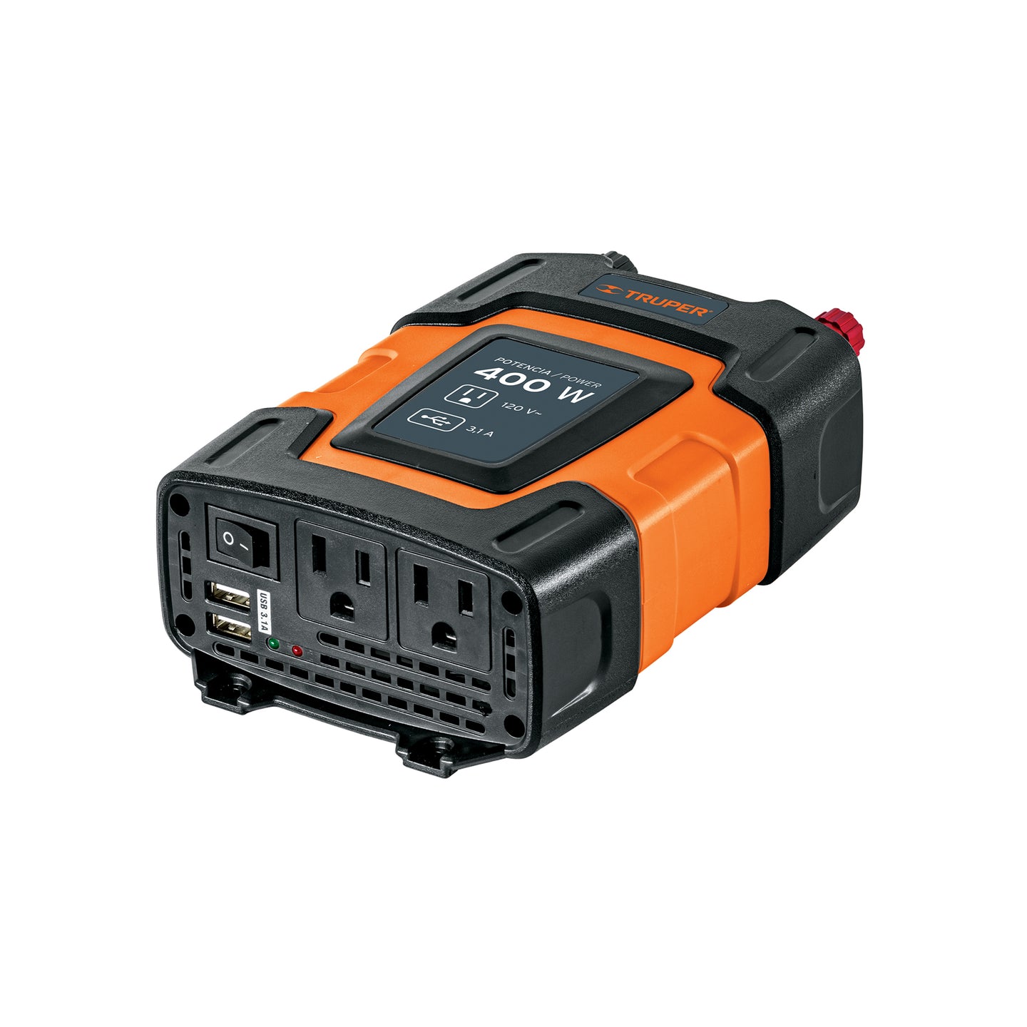 INCO-400 Inversor de corriente de 400 W con puertos USB, Truper
