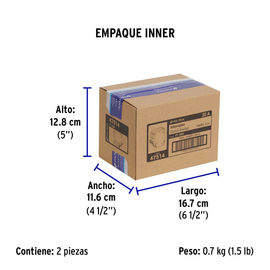 IT-320 Interruptor de 3 polos 20A, enchufable, VOLTECK