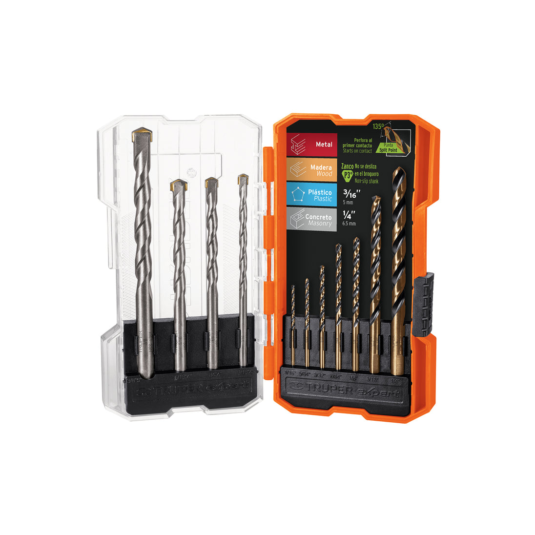 JBAC-11 Juego de 11 brocas para metal y concreto en estuche, Truper