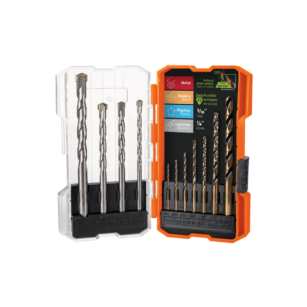 JBAC-11 Juego de 11 brocas para metal y concreto en estuche, Truper