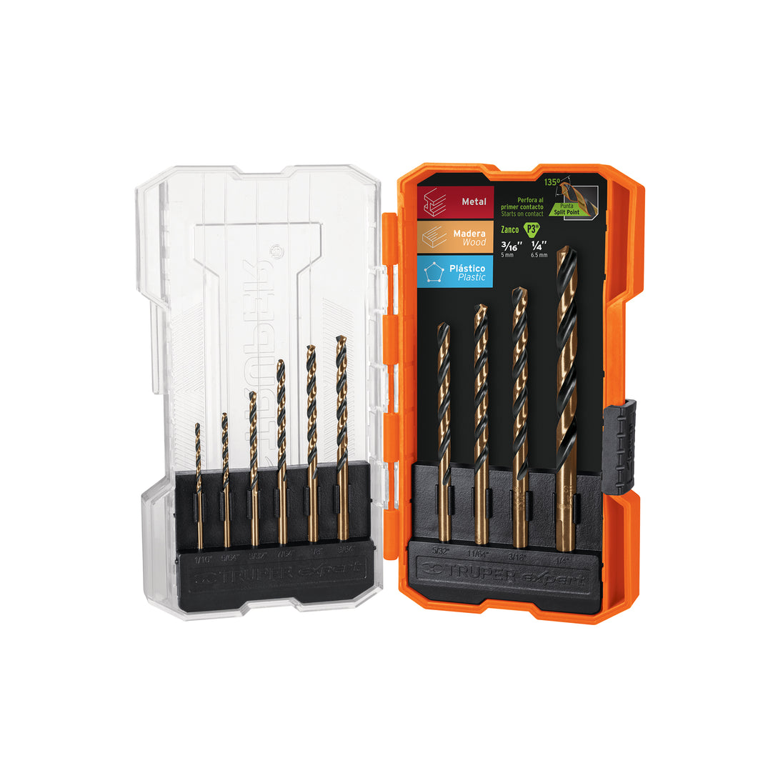 JBAV-10 Juego de 10 brocas HSS para metal en estuche, Truper Expert
