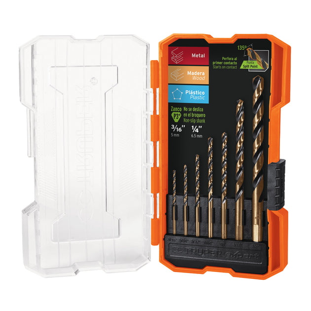JBAV-7 Juego de 7 brocas HSS para metal en estuche, Truper Expert