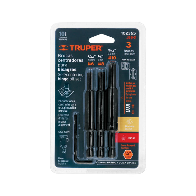 JBB-3 Juego de 3 brocas para bisagra, TRUPER