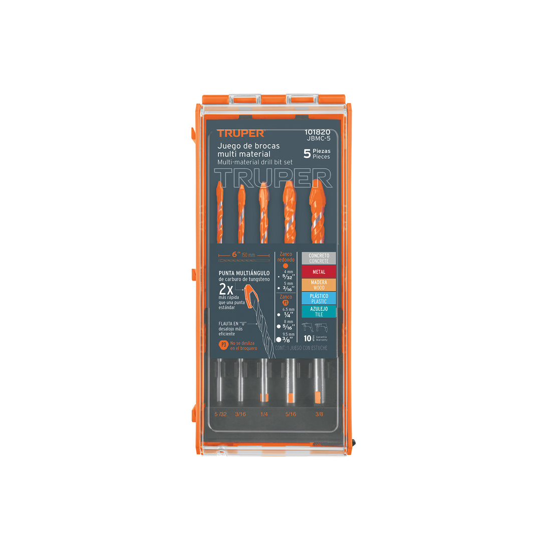 JBMC-5 Juego de 5 brocas multimaterial, Truper