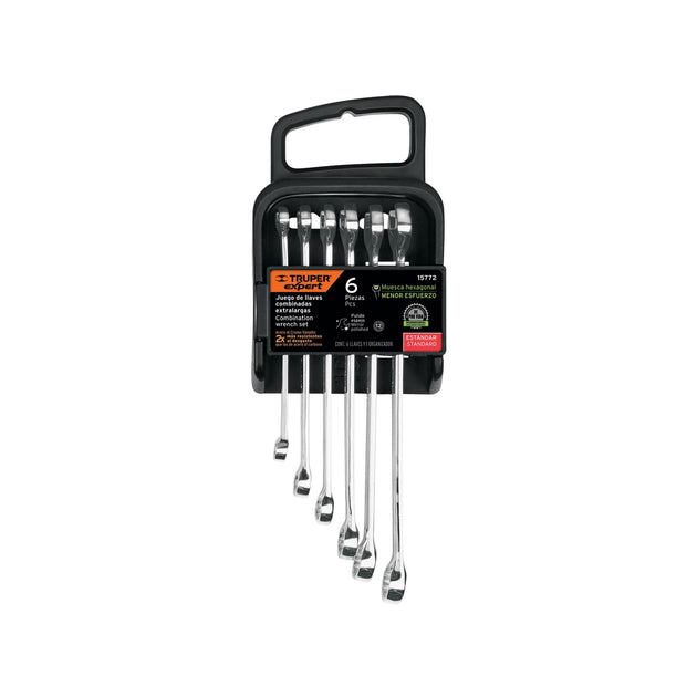 JC-6P Juego de 6 llaves combinadas extralargas pulidas std, EXPERT