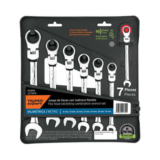 JC-7XFM Juego de 7 llaves combinadas mm con matraca flexible