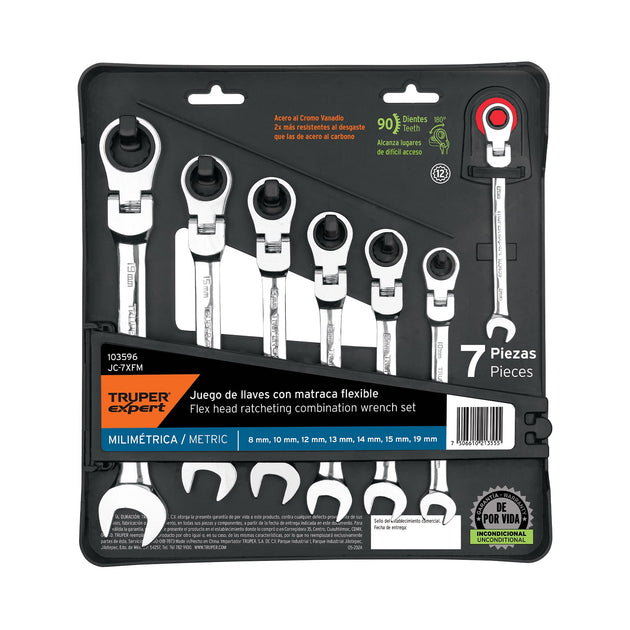 JC-7XFM Juego de 7 llaves combinadas mm con matraca flexible