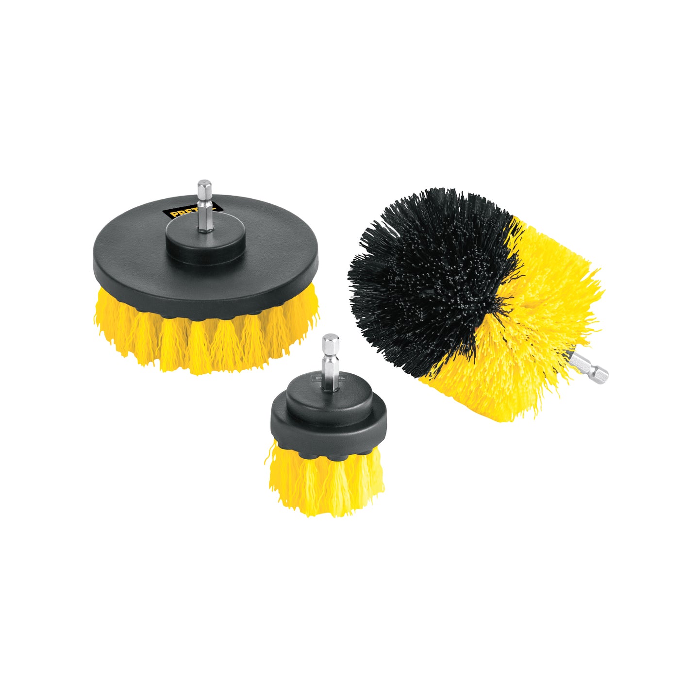 JCE-3P Juego de 3 cepillos multiusos para taladro, PRETUL