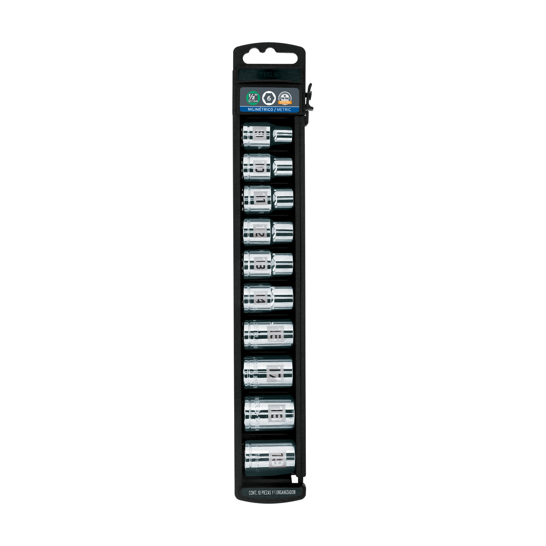 JD-1/2X10M Juego de 10 dados cuadro 1/2" mm, Truper