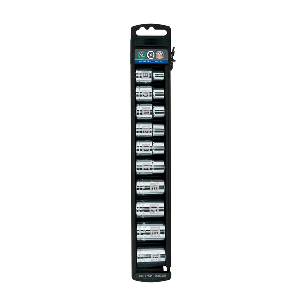 JD-1/2X10M Juego de 10 dados cuadro 1/2" mm, Truper