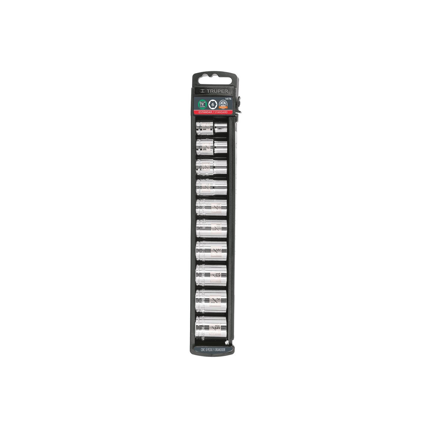 JD-1/2X10P Juego de 10 dados cuadro 1/2" std, Truper