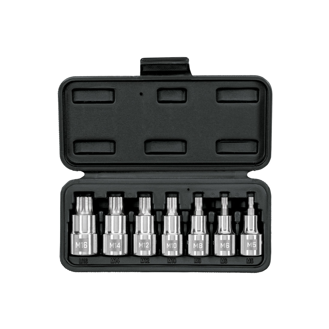 JD-1/2X7-BC Juego de 7 dados cuadro 1/2" punta corta bristol, en estuche
