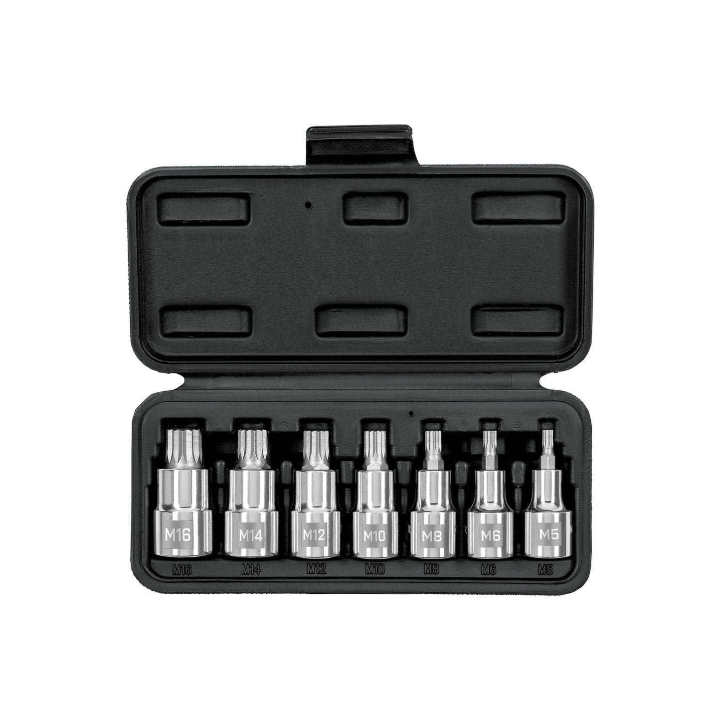 JD-1/2X7-BC Juego de 7 dados cuadro 1/2" punta corta bristol, en estuche