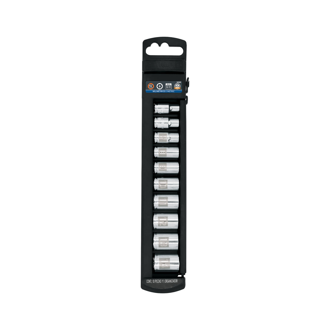 JD-1/4X10M Juego de 10 dados cuadro 1/4" mm, Truper