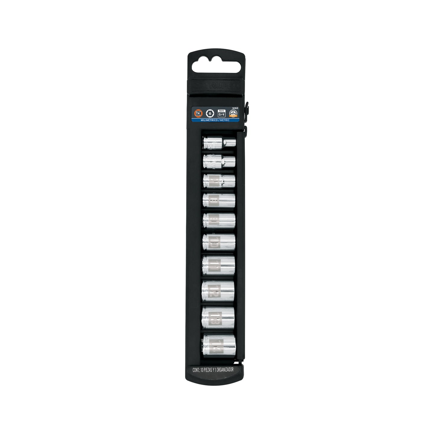 JD-1/4X10M Juego de 10 dados cuadro 1/4" mm, Truper