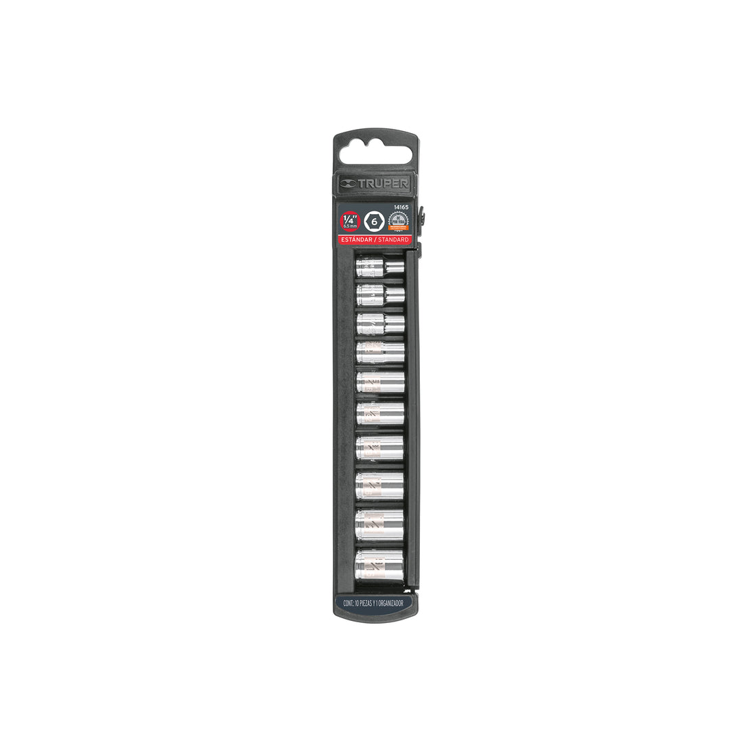 JD-1/4X10P Juego de 10 dados cuadro 1/4" std, Truper