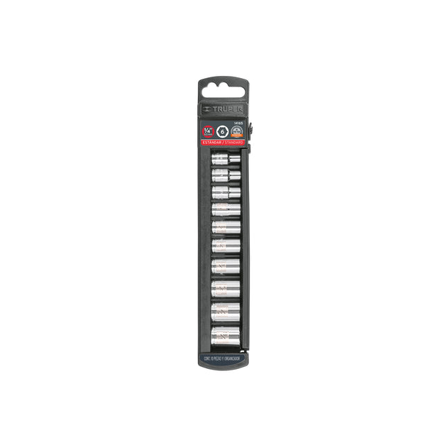 JD-1/4X10P Juego de 10 dados cuadro 1/4" std, Truper