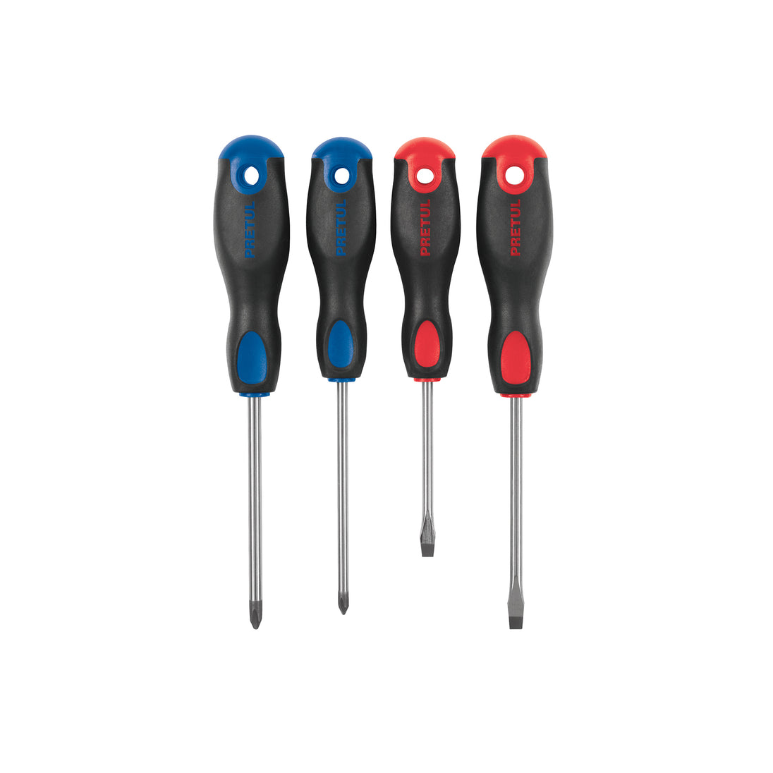 JD-4BP Juego de 4 desarmadores mango Comfort Grip, Pretul