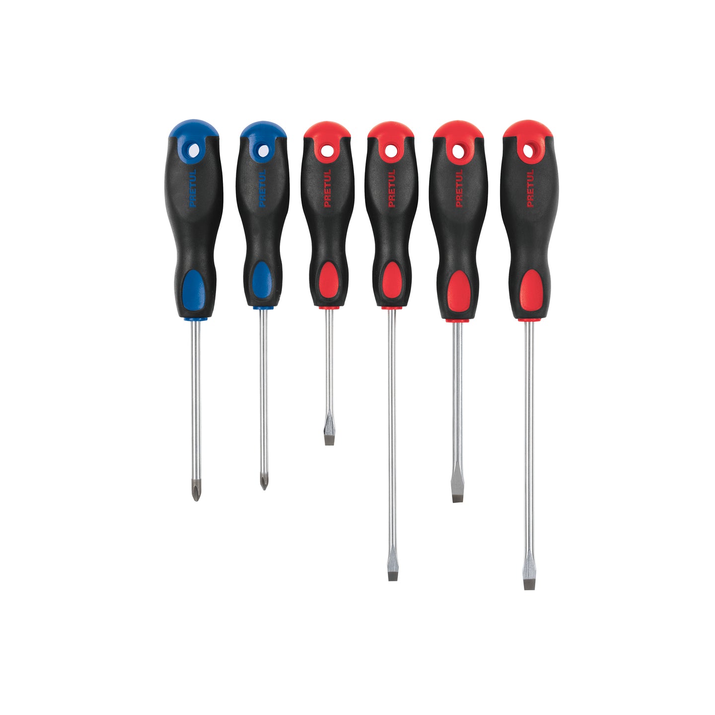 JD-6BP Juego de 6 desarmadores mango Comfort Grip, Pretul