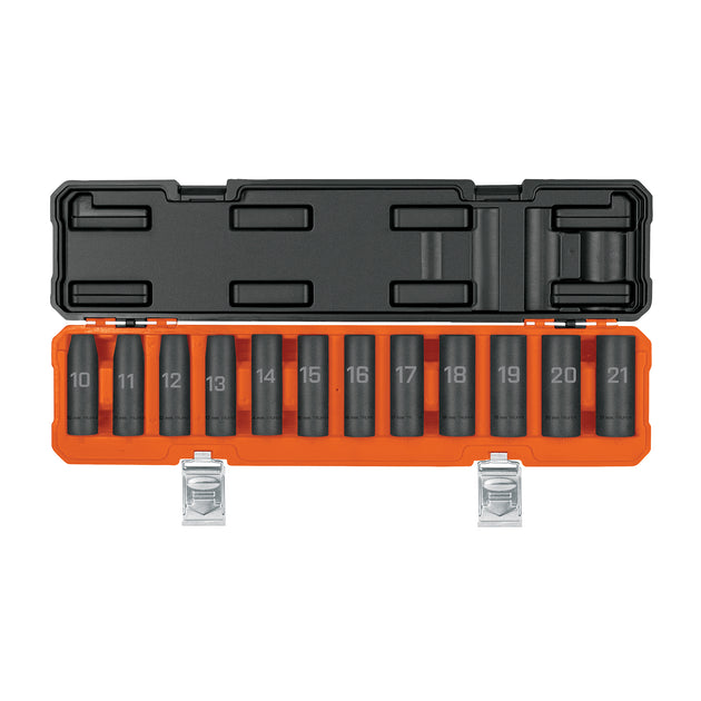 JDI-1/2X12ML Juego de 12 dados largos de impacto cuadro 1/2", 6 puntas mm