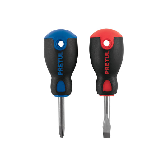 JDT-2BP Dúo de desarmadores 1/4" x 1-1/2" mango Comfort Grip, PRETUL
