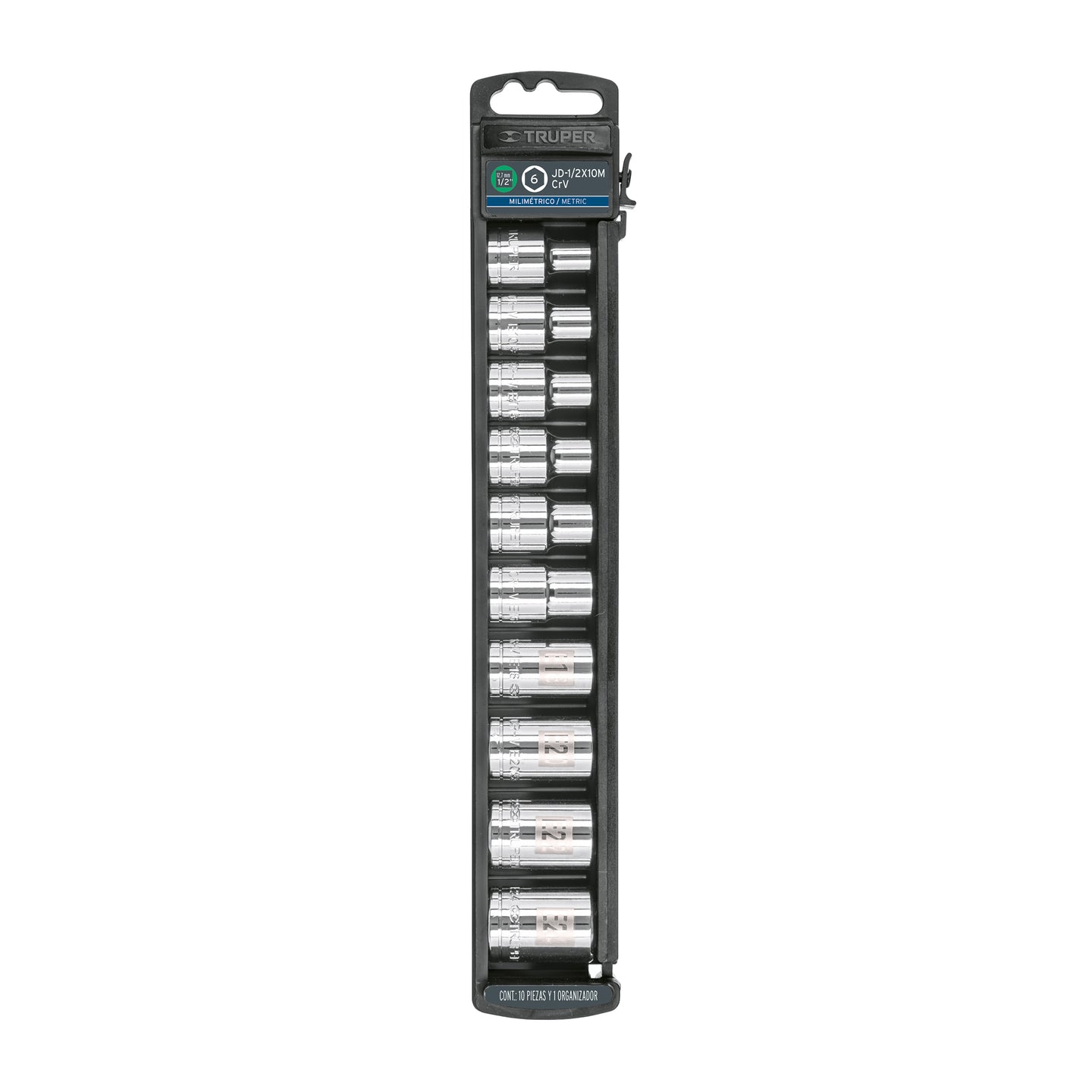 JDTH-1/2X10 Juego de 10 dados cuadro 1/2" torx, Truper