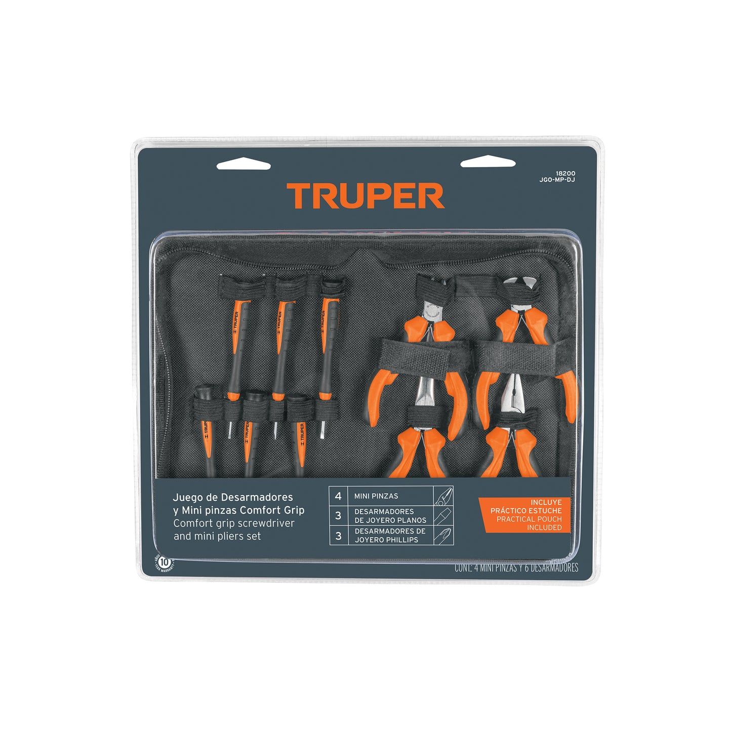 JGO-MP-DJ Juego 6 desarmadores de joyero y 4 mini pinzas Comfort Grip